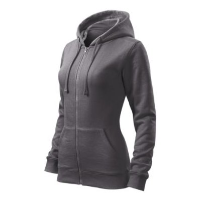 Mikina dámská Trendy zipper 411 - XS-XXL, ocelově šedá