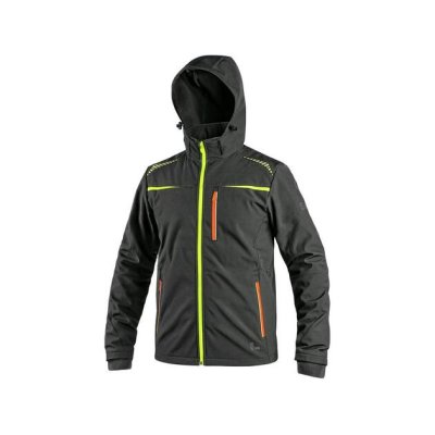 CS, Bunda pánská, softshellová, NORFOLK, černá s HV doplňky, vel. S - 3XL