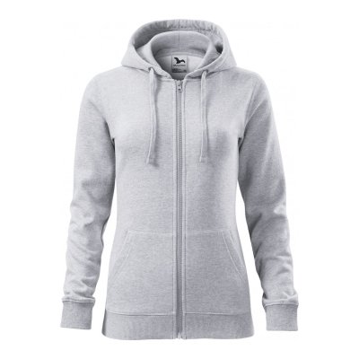 Mikina dámská Trendy zipper 411 - XS-XXL, světle šedý melír