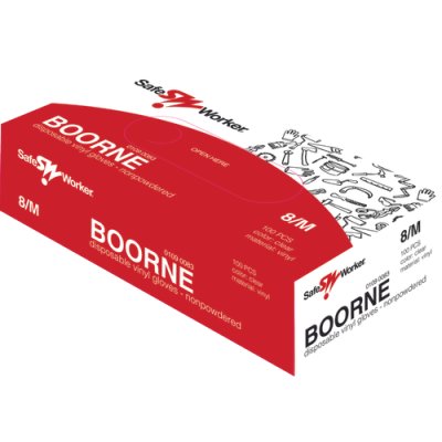 Červa, Rukavice jednorázové vinylové BOORNE nepudrované, vel. 9