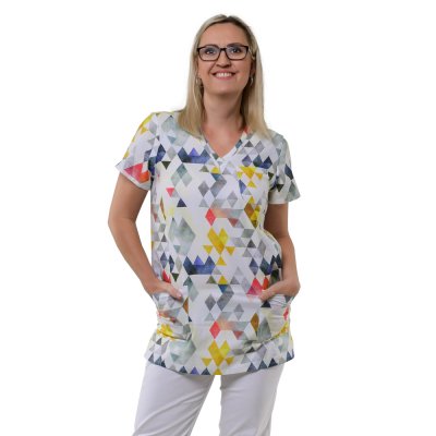 TDX Halena dámská přes hlavu VIKTORIE ,BA/PES, krátký rukáv, VS168, trojúhelník - Dámská pracovní halena VIKTORIE