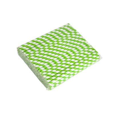 Papírové brčko zeleno-bílé proužky 8/197 mm, 100ks/bal.