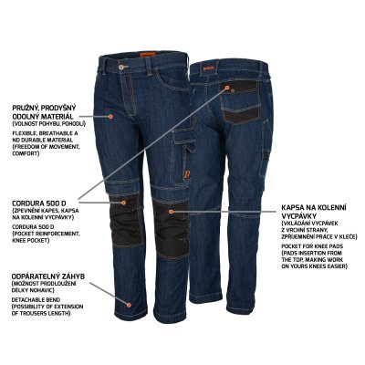 PROMACHER, Kalhoty pracovní, ICARUS Jeans, modré, vel. 44 - 64