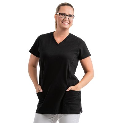 Triko dám.  prodloužené úplet,princ.střih, 6001,ADITTA, BA,PIQUE 220,švy ,kapsy,VS168, černá - Dámské pracovní triko ADITTA, černé