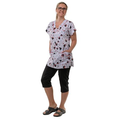 TDX Halena dámská přes hlavu MAGDALÉNA, BA, VS168, mickey s mašlí/ červená výpustka - Dámská pracovní halena MAGDALÉNA, Mickey