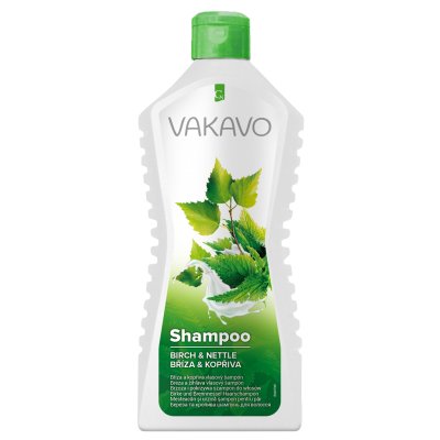 VAKAVO, šampon vlasový, bříza a kopřiva, 550 ml