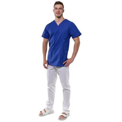 Pánská prac.halena do V,VIKTOR,3603, kr.rukáv, BA 145,VS182, stř.modrá