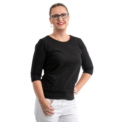 Triko dám.prac.z úpletu,6008, AMANDA,v délce do pásku,VS168,3/4 délka ruk., BA/Elas 175, černý - Dámské triko AMANDA, černé