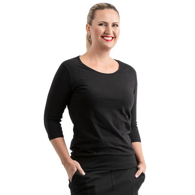 Triko dám.prac.z úpletu,6008, AMANDA,v délce do pásku,VS168,3/4 délka ruk., BA/Elas 175, černý - Dámské triko AMANDA, černé