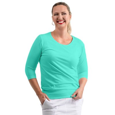 Triko dám.prac.z úpletu,6008, AMANDA,v délce do pásku,VS168,3/4 délka ruk., BA/Elas 210, zelenomodrý - Dámské triko AMANDA, zelenomodré