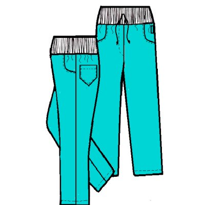 Kalhoty dám.prac.pas.,2450,MATYLDA, pas úplet s tkanicí,BA/PES Elas.165,VS168,tyrkys active/bílý