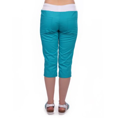 Kalhoty dám.prac.pas.,2450,MATYLDA,pas úplet,manžety,3/4 délka,BA/Elas.165,VS168, tyrkys activ /bílý