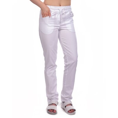 Kalhoty dám, 4009, RINA, pásek s tkan.+ pruženka,sedlo, BA/Elas.200, VS168, bílé - Dámské zdravotnické kalhoty RINA, bílé