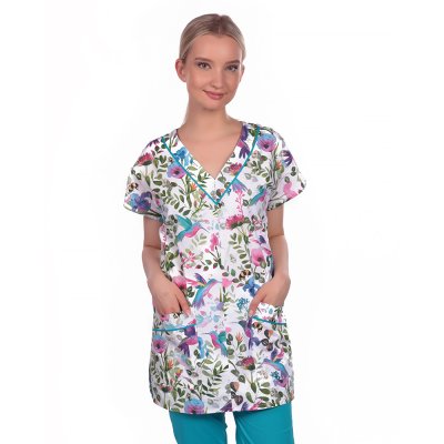 TDX Halena dámská přes hlavu MAGDALÉNA, BA, VS168, kolibřík/ výpustka zelený tyrkys - Dámská pracovní halena MAGDALÉNA, kolibřík