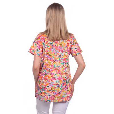 TDX Halena dámská  přes hlavu VIKTORIE, BA/ELAS, krátký rukáv,VS168, červené konfety - Dámská pracovní halena VIKTORIE, konfety