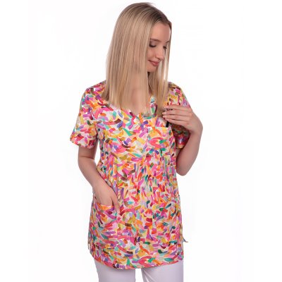 TDX Halena dámská  přes hlavu VIKTORIE, BA/ELAS, krátký rukáv,VS168, červené konfety - Dámská pracovní halena VIKTORIE, konfety