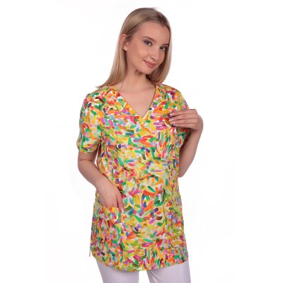 TDX Halena dámská přes hlavu VIKTORIE, BA/ELAS, krátký rukáv, VS168, žluté konfety - Dámská pracovní halena VIKTORIE, konfety