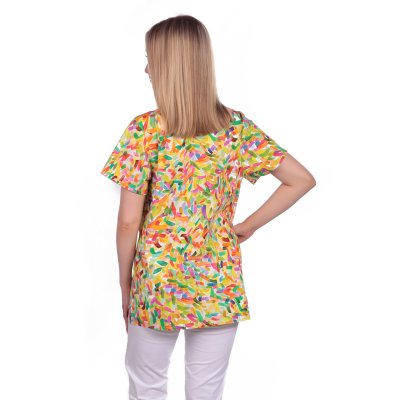 TDX Halena dámská přes hlavu VIKTORIE, BA/ELAS, krátký rukáv, VS168, žluté konfety - Dámská pracovní halena VIKTORIE, konfety
