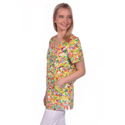 TDX Halena dámská přes hlavu VIKTORIE, BA/ELAS, krátký rukáv, VS168, žluté konfety - Dámská pracovní halena VIKTORIE, konfety