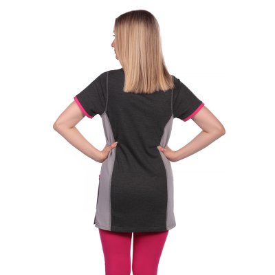 Triko dám.prodlouž,úplet,princ.střih,6001 ADITTA, BA,PIQUE 220,švy,kapsy,VS168,,grafit/šedá 040/růž - Dámská pracovní halena ADITTA