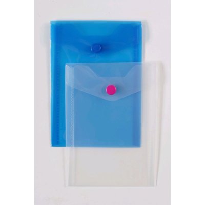 Spisovka s drukem na výšku, A6, průhledná modrá