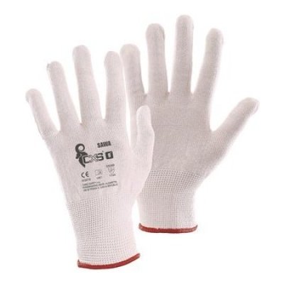 CS, Rukavice textilní, SAWA,  bílé, vel. 08