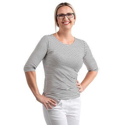 TDX Triko dámské ANDREA s lodičkový výstřihem, BA/ELAS, 3/4 rukáv, VS168, černobílý proužek - Dámské triko ANDREA,černo-bílý proužek