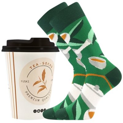 Lonka, Ponožky v kelímku s motivem čaje TEA vzor 2 (zelený čaj) , vel.38-45