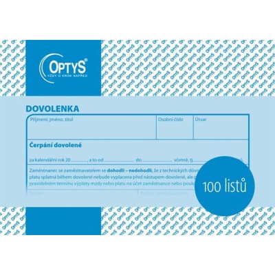 Bloček Dovolenka A6, 100listů