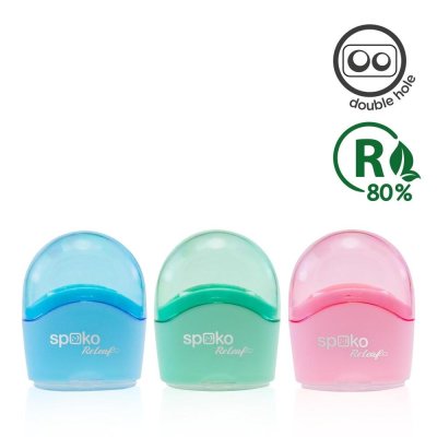 Ořezávátko Spoko plastové ,2 otvory zásobník + víčko, mix pastelových barev