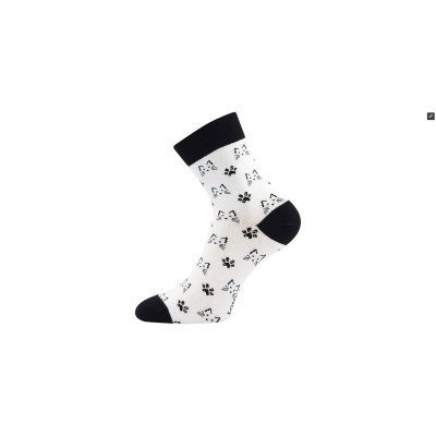 Lonka, ponožky unisex DEVIVE kočky bílé, vel.35-46