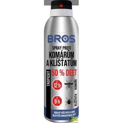 BROS, sprej repelent proti komárům a klíšťatům 50% DEET 180ml