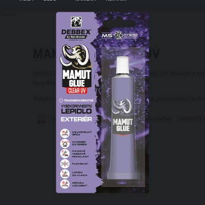 Lepidlo MAMUT Clear UV - vysokopevnostní exteriérové, 25ml