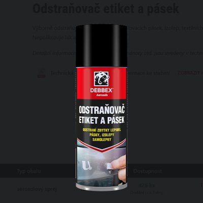 Debbex, Odstraňovač etiket a pásek, 400ml