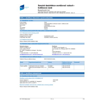 SANYTOL, Dezinfekce osvěžovač vzduchu, ploch a textilií - květinová vůně, 300ml