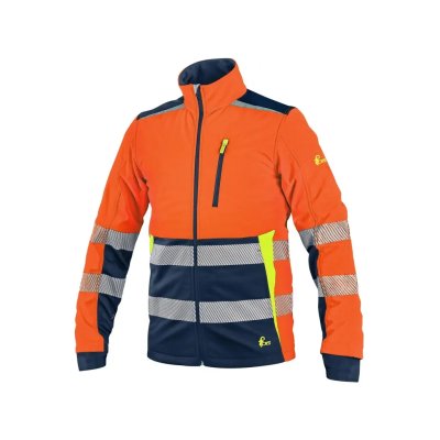 CXS, Bunda pánská softshellová výstražná BENSON, oranžovo-modrá, vel. S-3XL